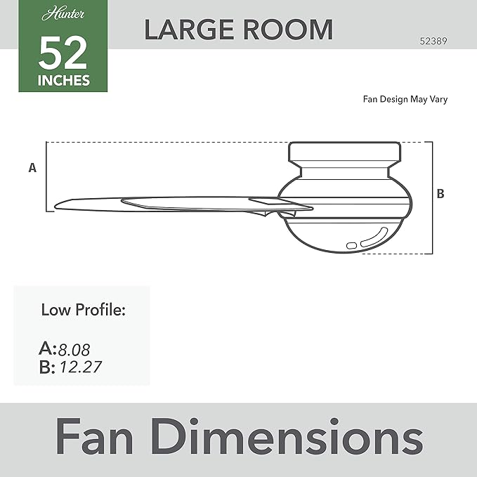 Hunter 52389 Dempsey Ceiling Fan 52 inches Matte Black