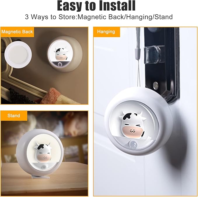 AIMILAR Night Light, Rechargeable Motion Sensor Light with Adjustable Brightness and 3 Mounting Options, Ideal Kids Night Lights, Gifts for Cat Lovers for Bedroom or Bathroom
