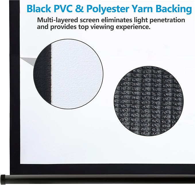 Smartxchoices 100" 16:9 HD Manual Projector Screen with Auto Lock Anti-Crease Home Theater Office Wall Mounted Ceiling Pull Down Projection 1.1 Gain Matte Black, View Size: 87 x 49 inches