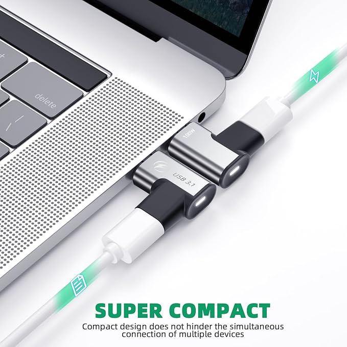 USB C Magnetic Adapter, (2 Pack) Magnetic USB C Adapter, 24Pins USB3.1 10Gbps Data Transfer 4K 60Hz Video PD 100w Charge Compatible with MacBook Pro/Air USBC Laptop