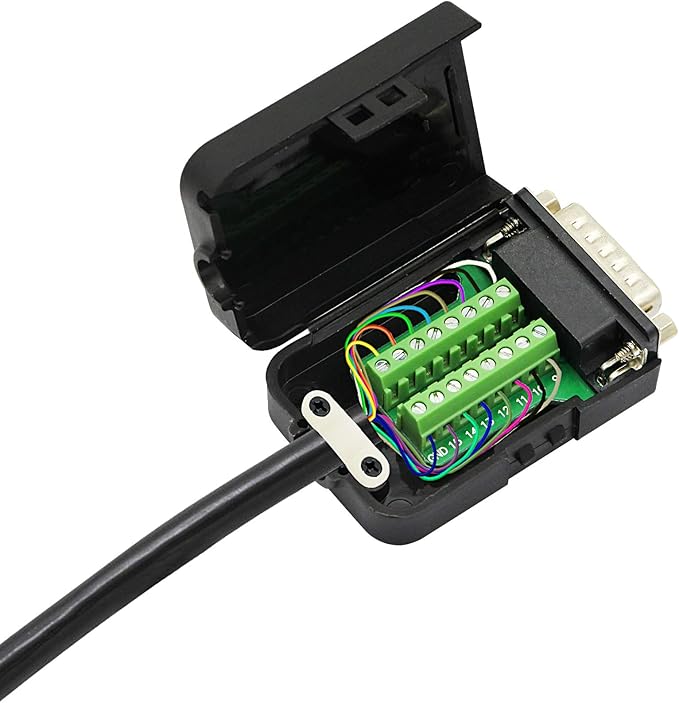 CERRXIAN DB15 Breakout Connector - DB15 Screw Wiring Terminal Signal Module Breakout PCB Board with Plastic Case & Nuts (Black) (MN)