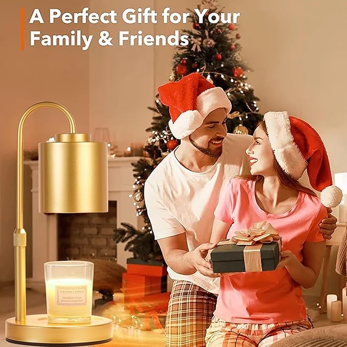 CASTLELIFE Candle Warmer Lamp with Timer & Dimmer, Height Adjustable Electric Wax Melt Warmer for Jar Candles, Gifts for Mom Home Decor, Gold