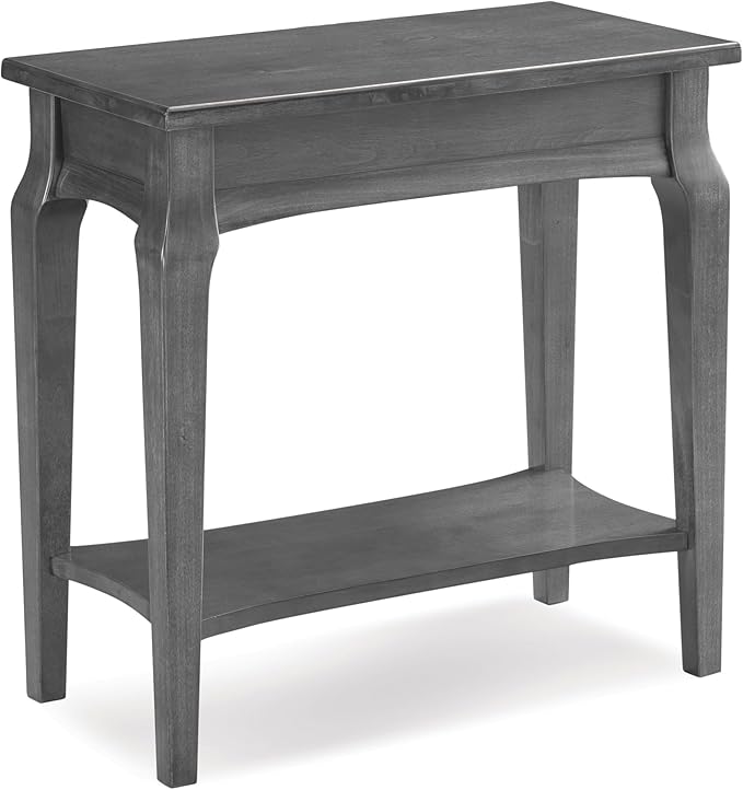 Stratus Solid Wood Narrow Side End Table with Shelf, Smoke Gray, Perfect for Living Rooms, Bedrooms, and Small Spaces – Leick Home, 22005-GR