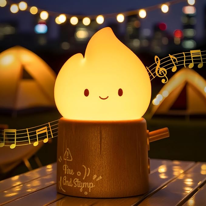 Torch Night Light with Sound Machine for Baby, 2 Modes Candlelight & Night Lamp, Sleep Aid White Noise Soother, Dimmable Warm Night Light for Baby Nursery, Toddler Kids Bedroom