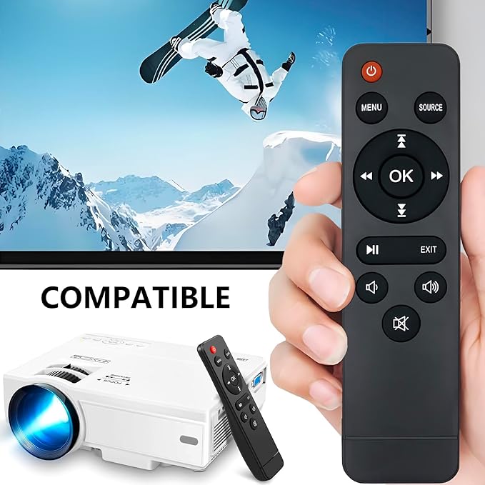 M8-F Replacement Mini Projector Remote Compatible with AuKing M8-F A008 / V08 / NISOO M10 / PANSEBA HI-04 Mini Projector Remote Control(M8-F Remote Control)