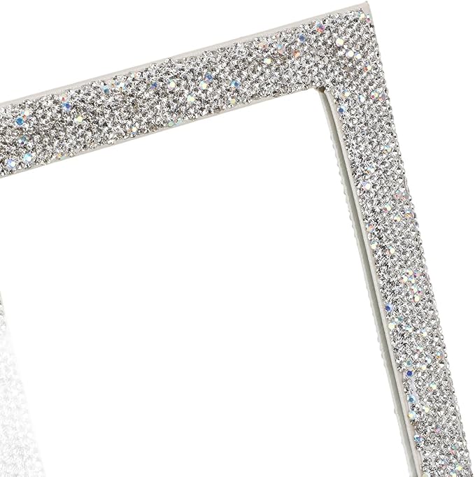 Folding Cosmetic Mirror, High Definition Innovative Rhinestone Portable Makeup Mirror Travel PU Portable Adjustable Rectangular Vanity Mirror for Dormitory Desktop