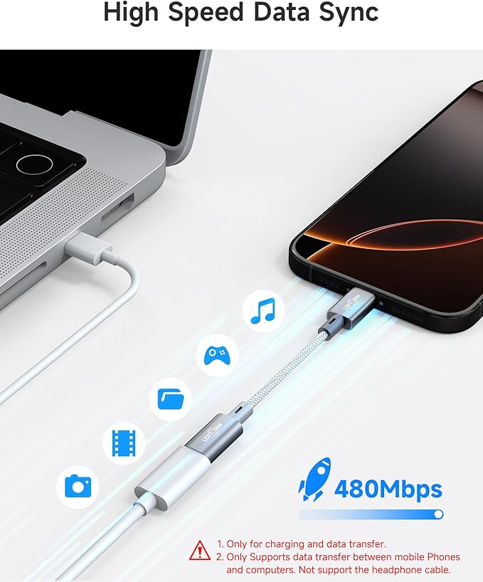MFi Certified USB C to Lightning Adapter 2 Pack,27W PD Fast Charging & Data Sync Cable Adapter,Type C Female to Lightning Male Charger Converter for iPhone 14/13/12/11,iPad,AirPods - Not for Audio/OTG