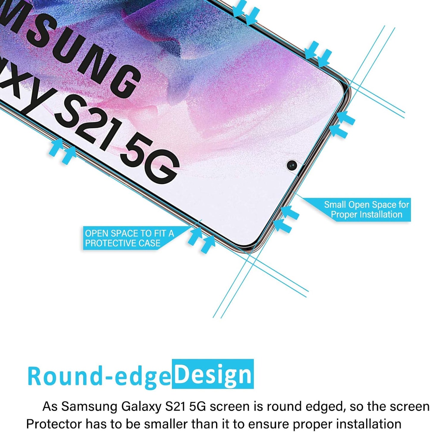 NEW'C Tempered Glass Screen Protector for Samsung Galaxy S21 5G (6.2) - Pack of 3, 9H Hardness, Anti-Scratch,