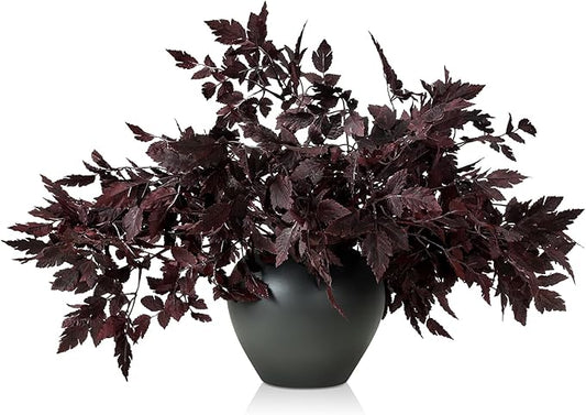 Lyrow 10 Pack Artificial Cimicifuga Plant Leaf Spray Faux Plum Cimicifuga Ramosa Leaf Branch Faux Fall Spray Silk Plants for Home Vase Wedding Garden Farmhouse Table Mantel Decor (18 Inches)