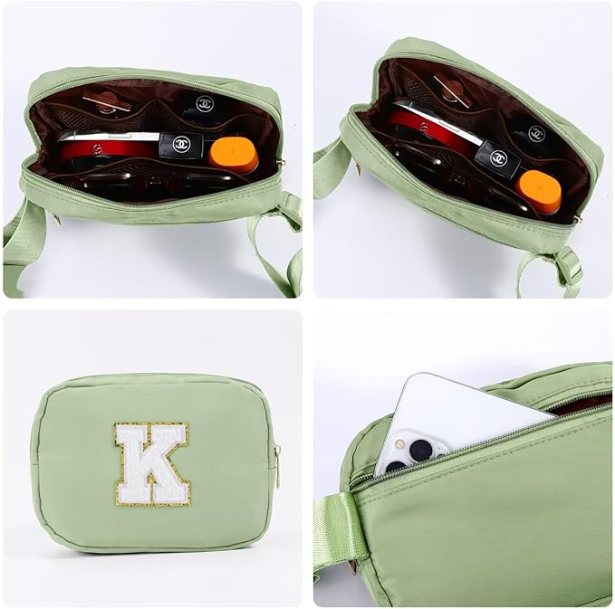 YOOLIFE Bridesmaid Gifts - Bridal Shower & Bachelorette Party Decorations, Green Initial Crossbody Bag
