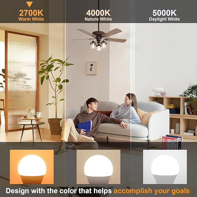 comzler Small Light Bulb 6 Watts Warm White Light 2700K, 60 Watts Globe Light Bulb Equivalent, E26 Standard Screw Base A15/G45 Shape LED Appliance Bulb Refrigerator 6-Pack