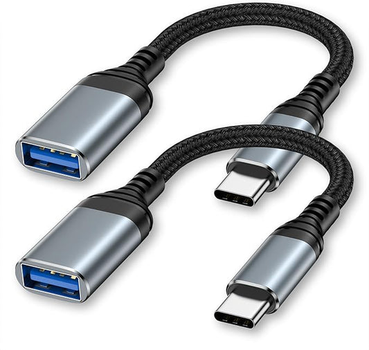 USB C to USB 3.0 Adapter, OTG Adapter for Android iPhone 16e/16/16 Pro/16 Pro Max/16 Plus/15/15 Pro/15 Pro Max/15 Plus, Type C Male to USB Female OTG Cable for Samsung Galaxy S25, MacBook Pro, Camera