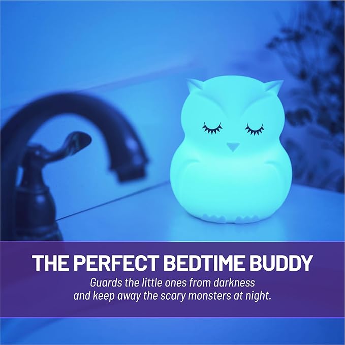 Lumipets Animal Kids Night Light, Junior Owl, Soft and Safe Silicone Rubber Lamp, Soothing Colors, Portable, Easy Control