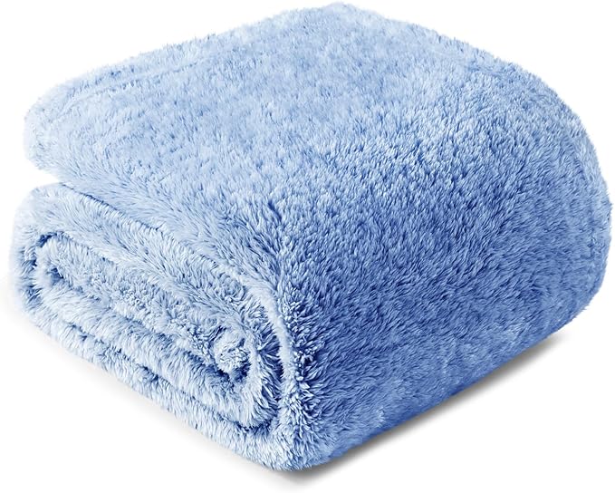Exclusivo Mezcla Plush Fuzzy Fleece Throw Blanket Extra Large, Super Soft, Fluffy and Warm Blankets for Couch, Bed, Suitable for All Seasons (50x70 Inches, Mixed Cobalt Blue)