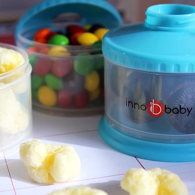 Innobaby Packin' Smart Stackable and Portable Storage System for Formula, Liquid, Baby Snacks and More. 3 Stackable Cups in Blueberry. BPA Free., 12 Ounce