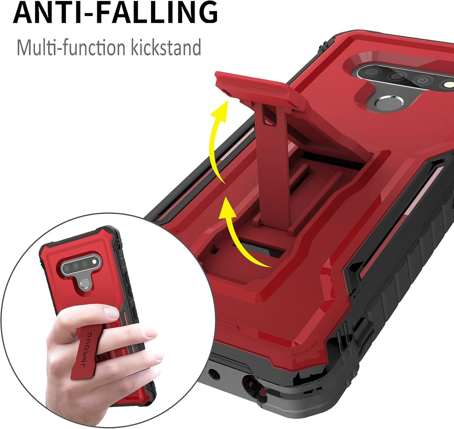 DUOPAL Case for LG Stylo 6 & LG K71, Military Grade Protection Shockproof with Tempered Glass Protector & Kickstand