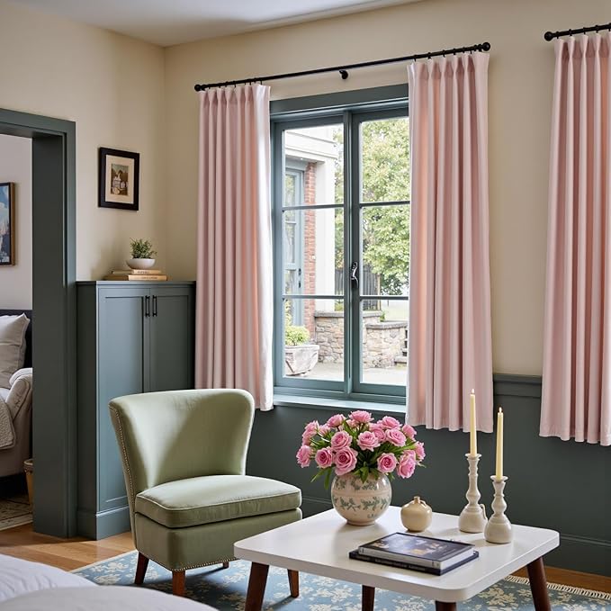 Lazzzy Velvet Blackout Curtains Thermal Insulated Room Window Drapes Super Soft Luxury Curtains for Living Room Bedroom Rod Pocket 2 Panels, Dusty Pink, 52" W x 72" L