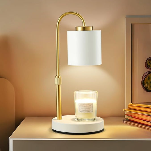 CASTLELIFE Candle Warmer Lamp with Timer & Dimmer, Height Adjustable Electric Wax Melt Warmer for Jar Candles, Gifts for Mom Home Decor, White Gold
