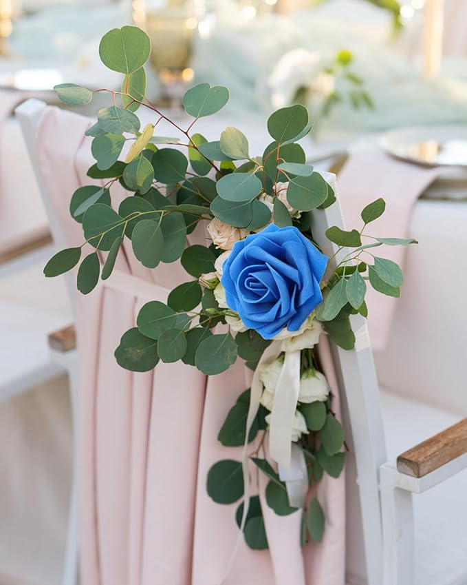 Artificial Flowers Realistic Roses, Real Looking Fake Roses with Stem for DIY Wedding Bouquets Centerpieces Bridal Shower Party Home Romantic Decorations (Royal Blue, Regular 3" - 200pcs)