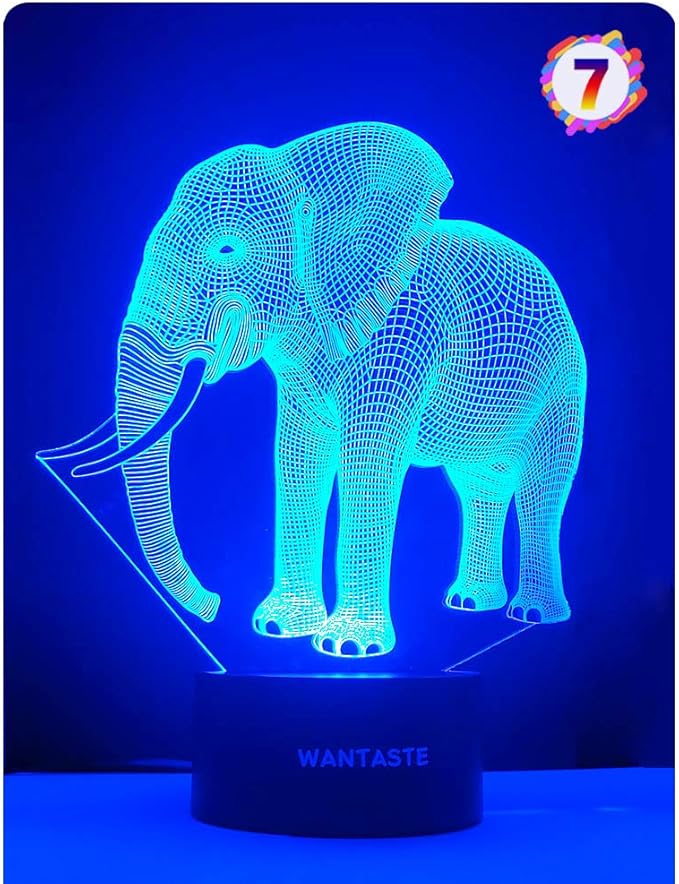 Elephant 3D Decor Lamp with Remote, Toys for Girls Boys Room, 7 Colors Changing Night Light Bedside Gifts for Kids Baby