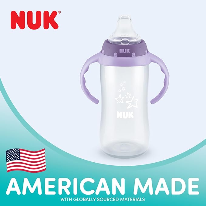 NUK Learner Cup, 10 Oz, Pack of 2, Minnie Mouse – Soft Spout, Easy-Grip Handles, BPA Free, Spill Proof Transition Sippy Cup