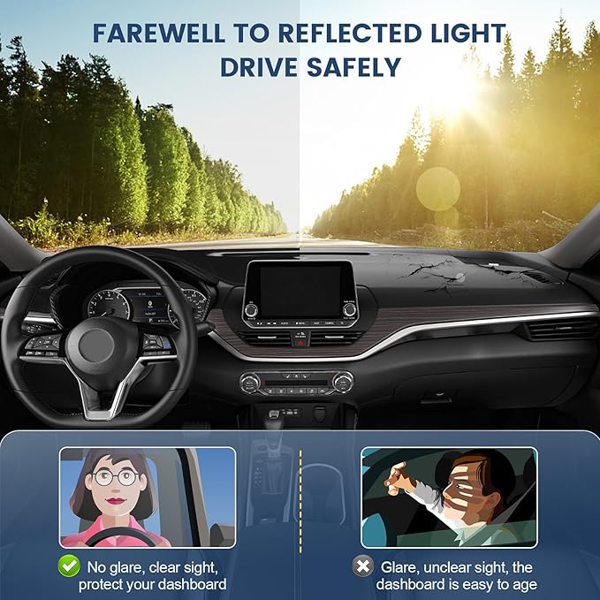 Dashboard Cover Mat Custom Fit for Nissan Altima 2019-2023 2024 2025 2026 (Without HUD) Dash Cover Nonslip Dash Mat Protector Sunshade No Glare Black (Not for 12 inch Display Screen)