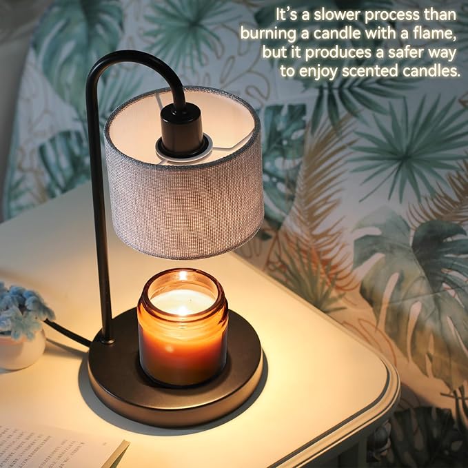 Candle Warmer Lamp with Timer, Dimmable Candle Wax Warmer Electric Candle Lamp for Scented Candles with 2 Bulbs, House Warming Gifts Christmas Gifts for Women Bedroom Home Decor - Gray
