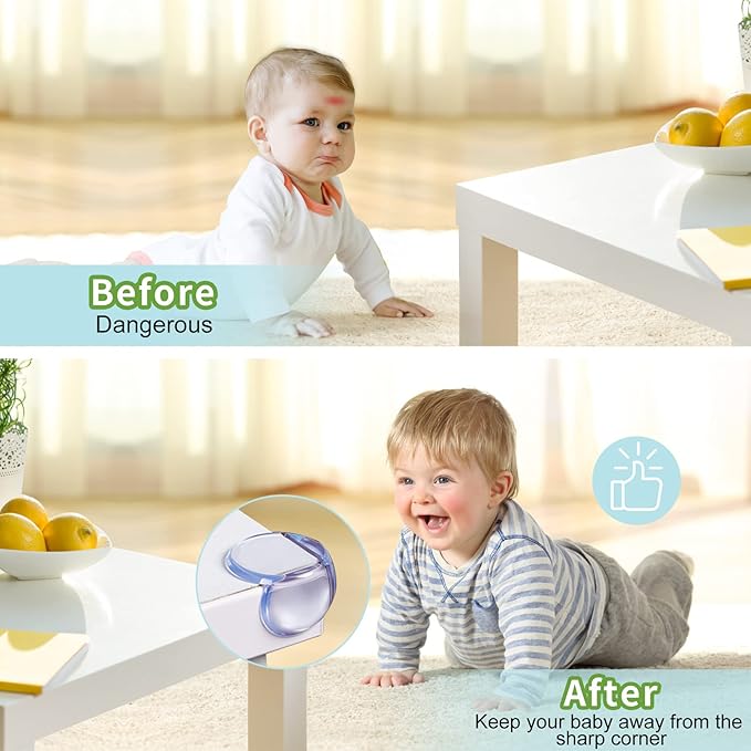 Corner Protector for Baby: Baby Proofing Safety Corner Clear Furniture Tablet Corner Protection| Protectors Guards, Baby Proof Bumper & Cushion to Cover Sharp Furniture & Table Edges (24 Count Round)