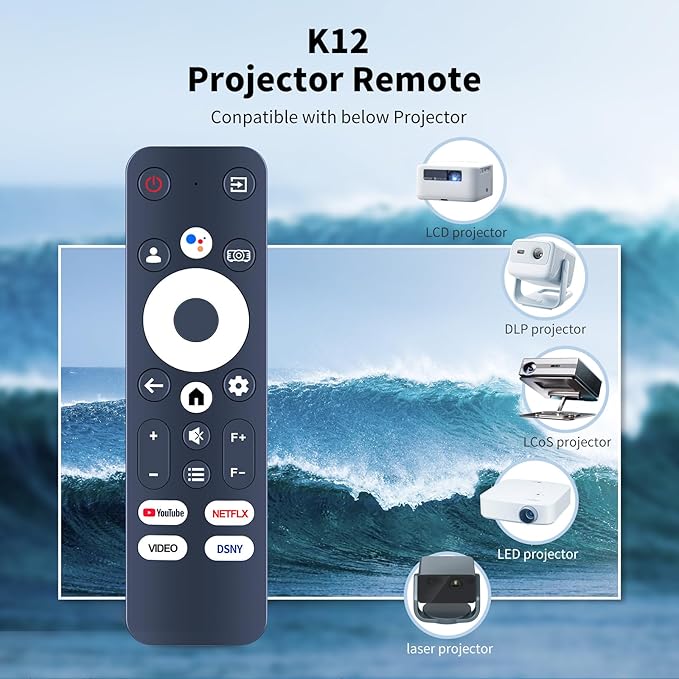New Voice Remote Control fit for PUTRIMS 4K Projector K12 with Google Voice Assistant & Voice Function