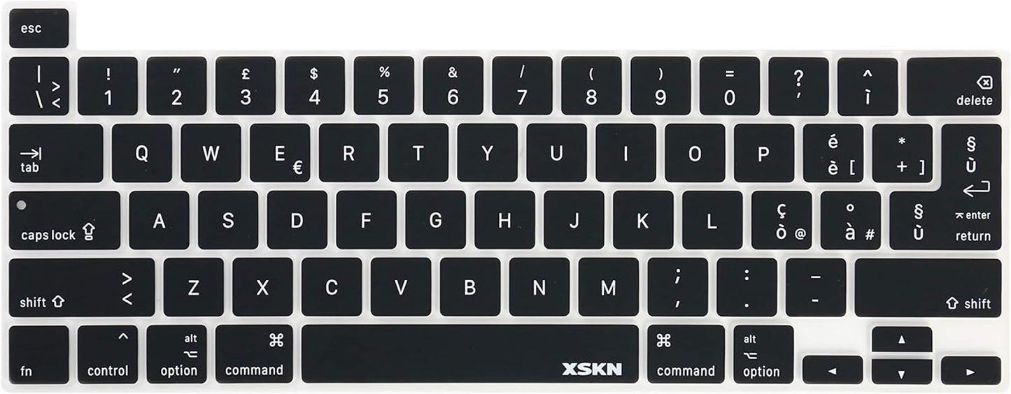 XSKN Italian Black Silicone Keyboard Cover Skin for 2019 New MacBook Pro 16 inch A2141 & 2020 New MacBook Pro 13.3 inch
