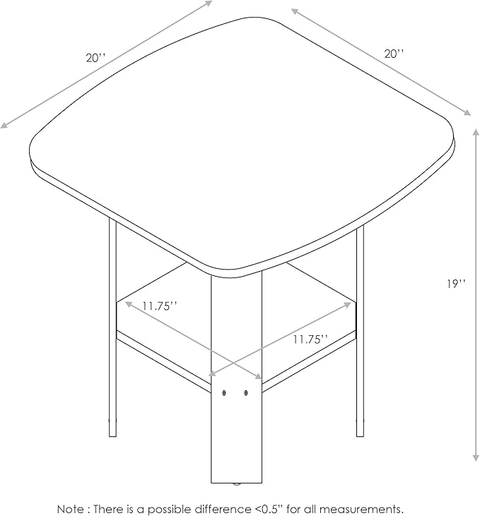 Furinno Simple Design End Table, 2-Pack, Dark Walnut