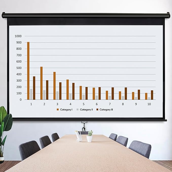Smartxchoices 80" 16:9 HD Manual Projector Screen with Auto Lock Anti-Crease Home Theater Office Wall Mounted Ceiling Pull Down Projection 1.1 Gain Matte Black, View Size: 72 x 40 inches