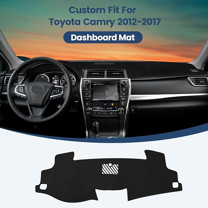 Dashboard Cover Mat Custom Fit for Toyota Camry 2012-2017 Dash Cover Nonslip Dash Mat Protector Sunshade No Glare Black