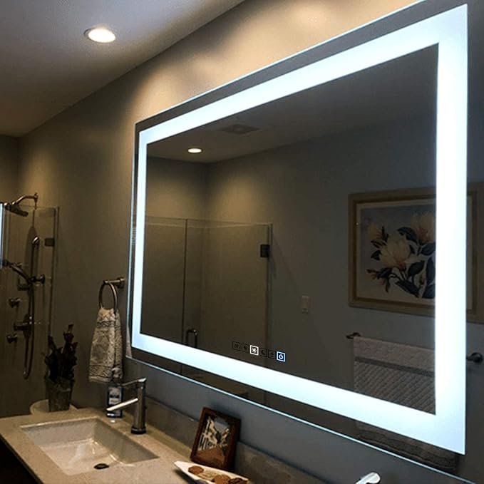 Fab Glass and Mirror LED Mirror 30x60 Inches, Led Bathroom Mirror with Lights Front and Backlit Anti-Fog Memory Brightness, Three Color Options Frameless Wall Mounted Bathroom Vanity Mirror