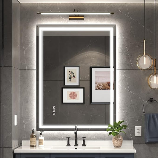 24x32 Inch Led Mirror for Bathroom with Front Light and Backlit, Dimmable Anti Fog Wall Bathroom Mirror with Led Lights, Water Proof, Decor Vanity Mirror