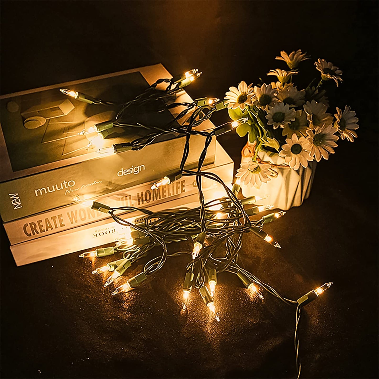 MULTI-SPARKING Clear Christmas String Lights - 35 Count Warm White Mini Lights, 8.5 Feet Green Wire, Indoor/Outdoor Use