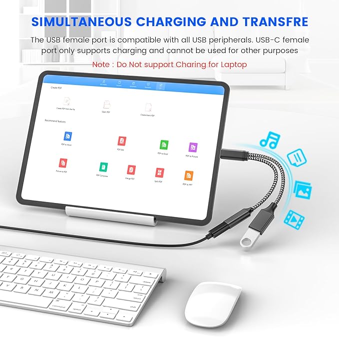 MOGOOD USB C OTG Splitter with 18W PD Charging, 2-in-1 USB-C to USB-A + USB-C Adapter, Charge While You Connect – for Chromecast, 3D Printing (Octo4a), PiKVM, Samsung Galaxy, MIDI, Game Controllers