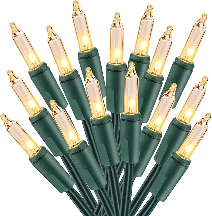 Brizled Warm White Clear Christmas Lights Connectable, 21FT 100 Count Mini Incandescent String Lights Plug in, Waterproof Xmas Tree Lights Green Wire for Indoor Outdoor Home Party Garden Yard Decor