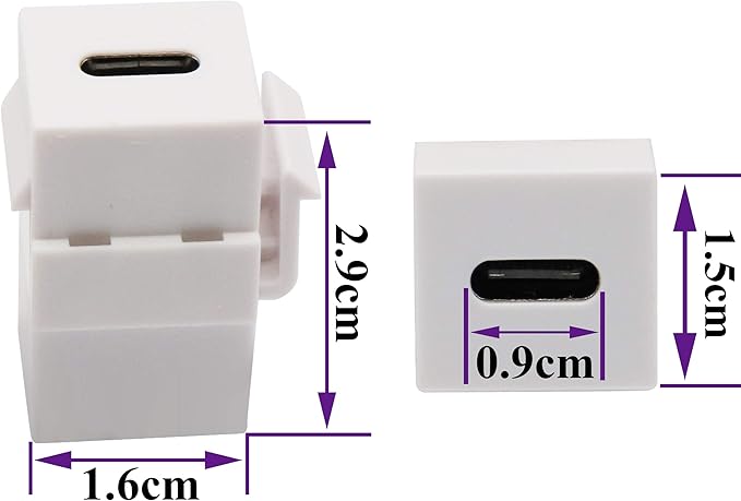 USB C Keystone Jack Adapter USB 3.1 Type-C Female to Female Keystone Insert Socket Coupler Adapter for Wall Plate Outlet Panel (White/2 Pack)