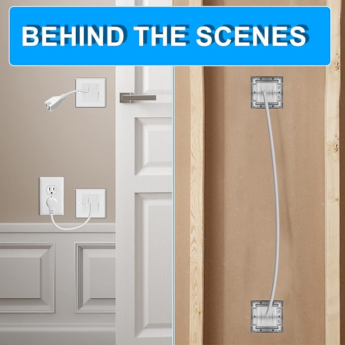 in Wall Cable Management Kit - TV Cord Hider for Wall Mounted TV, Includes 6ft TV Cable Extension and 2 Pack Cable Management Kit Hides TV Wires Behind The Wall - White (2 Pack)