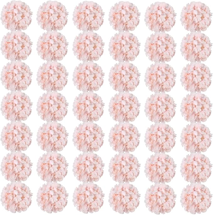 Auihiay 64pcs Hydrangea Artificial Flowers, Silk Hydrangea Heads with Stems, Pink Hydrangea Flowers for DIY Wedding Centerpiece Baby Shower Home Party Decor (Pink)