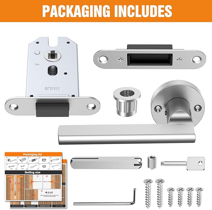Magnetic Auto-Lock Invisible Door Lock - Single-Sided Hidden Design, Hidden Handle & Mini Keyhole, Aluminum Alloy for Bookshelf Doors/Invisible Doors/Secret Rooms (1, Silver)