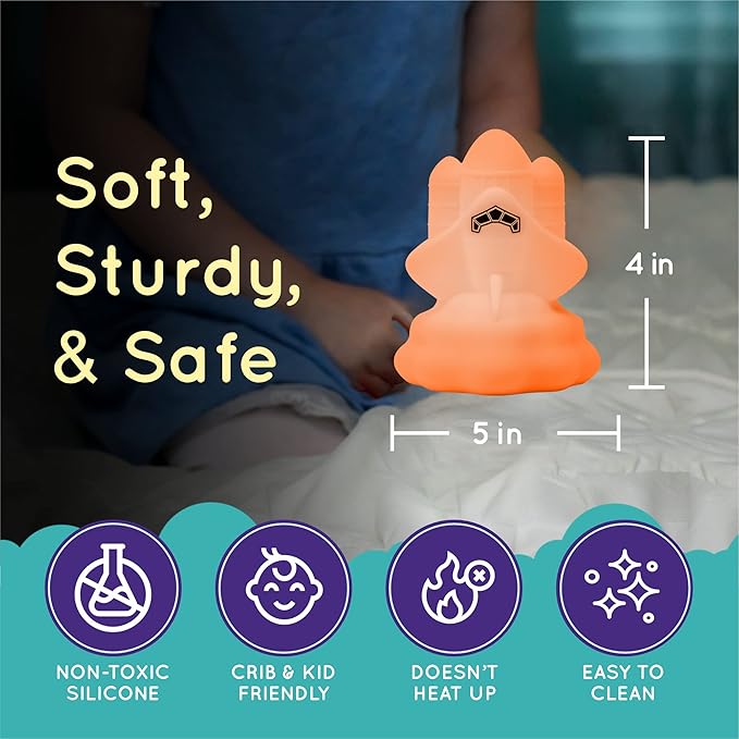Lumipets Space Rocket LED Baby Night Light, Cordless, Touch Control, Soft Silicone Material, 8 Lulling Colors, Portable