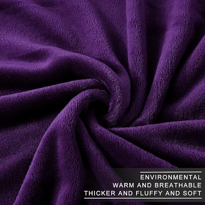 Polar Fleece Blankets King Size for The Bed Extra Soft Brush Fabric Super Warm Sofa Blanket 90" x 108"(Purple King)