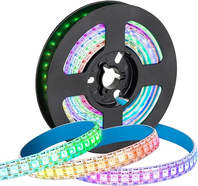 SEZO WS2812B LED Strip Light 3.3FT/1M 144LEDs/m Individually Addressable Programmable 5050SMD Digital RGB Alloy Wires Flexible Dream Color IP65 Waterproof PCB White DC5V