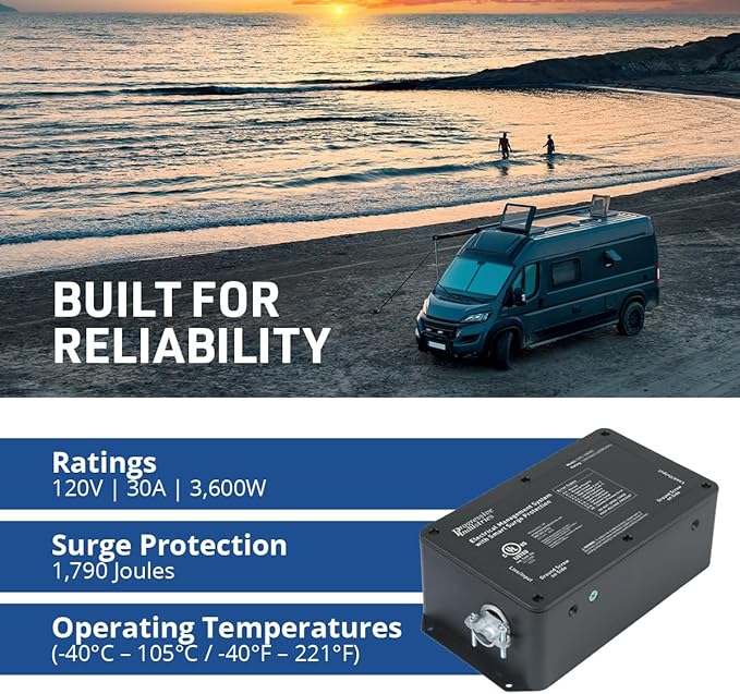 Progressive Industries EMS-HW30C Heavy Duty RV Surge Protector, Black, 30 Amp