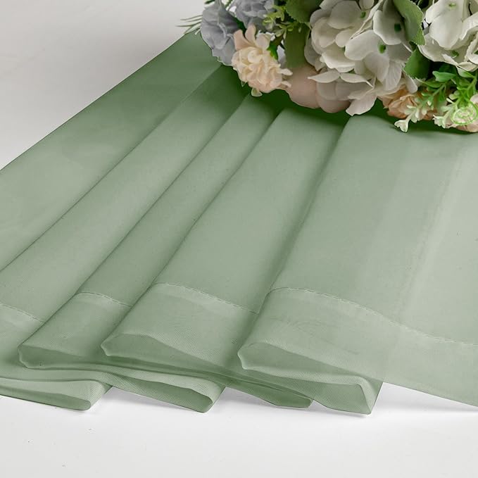 Aiyufeng Sage Green Sheer Curtains 96 Inch Length 2 PCS, Rod Pocket Voile Drapes for Bedroom Living Room, Semi Sheer Curtain Panels Window Treatments for Yard/Patio/Villa/Parlor, 40"x 96", Sage Green