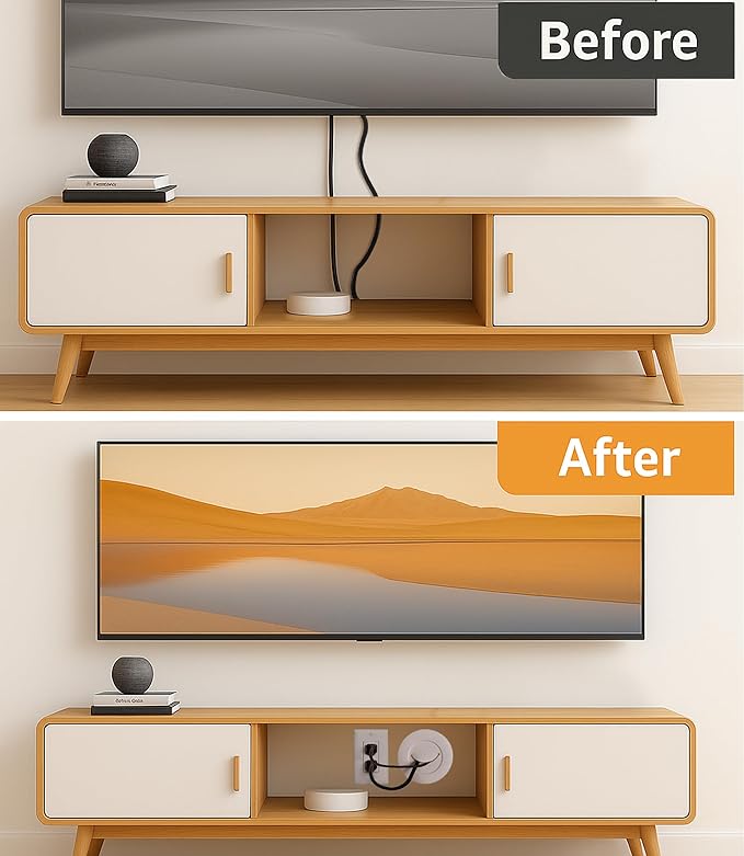 ZhiYo in-Wall Cable Management Kit for TV, White TV Cord Hider for Wall Mounted TV, Behind Wall Cable Management Kit, Cord Concealer Kits with 2 Wire Pass Throughs and 1 Hole Saw Drill Attachmen