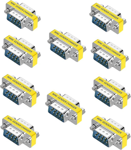 db9 Connector Null Modem Adapter，9-Pin Serial vga Adapter RS232 db9 Gender Changer,for Computer and Industrial Device Data Transfer(M-M (10P))