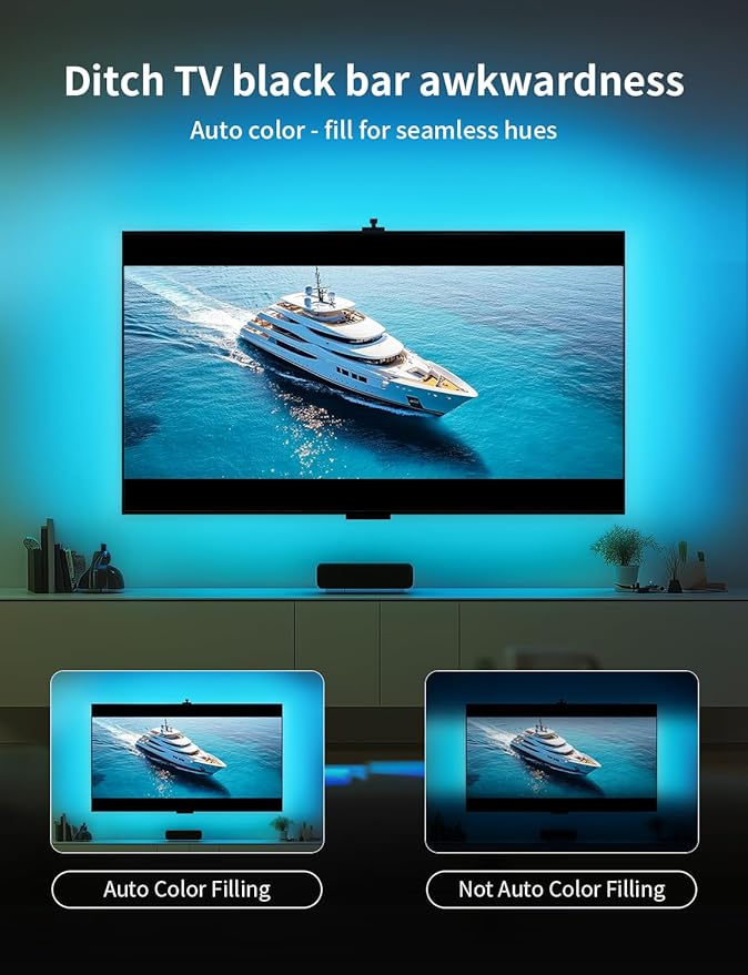 Ailofy Smart TV LED Backlight with Camera, 16.4ft LED Strip Lights Sync to Screen & Music, Color Changing Lights for TV, Works with Alexa & Google Assistant, App Control